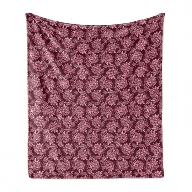 50 x 70 Ambesonne Flowers Soft Flannel Fleece Throw Blanket Dark Magenta Baby Pink Abstract Style Pastel Toned Floral Petals Bouquets Retro Themed Royal Cozy Plush for Indoor and Outdoor Use 